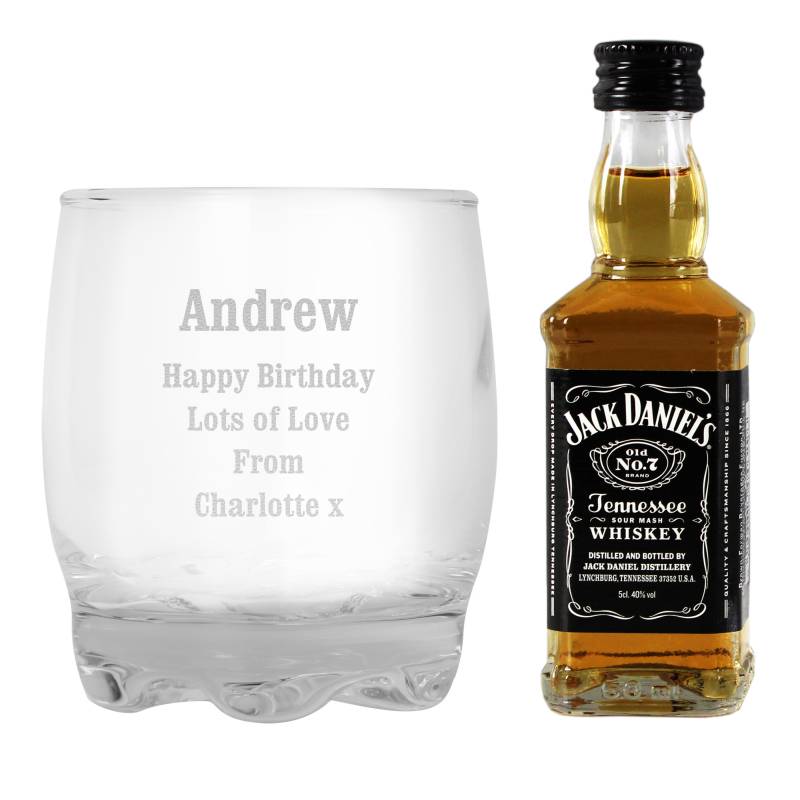 Personalised Tumbler and Whiskey Miniature Set