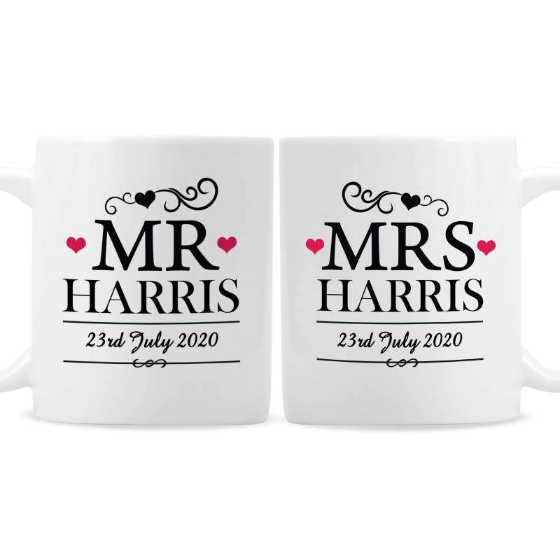 Personalised Mr and Mrs Mug Set